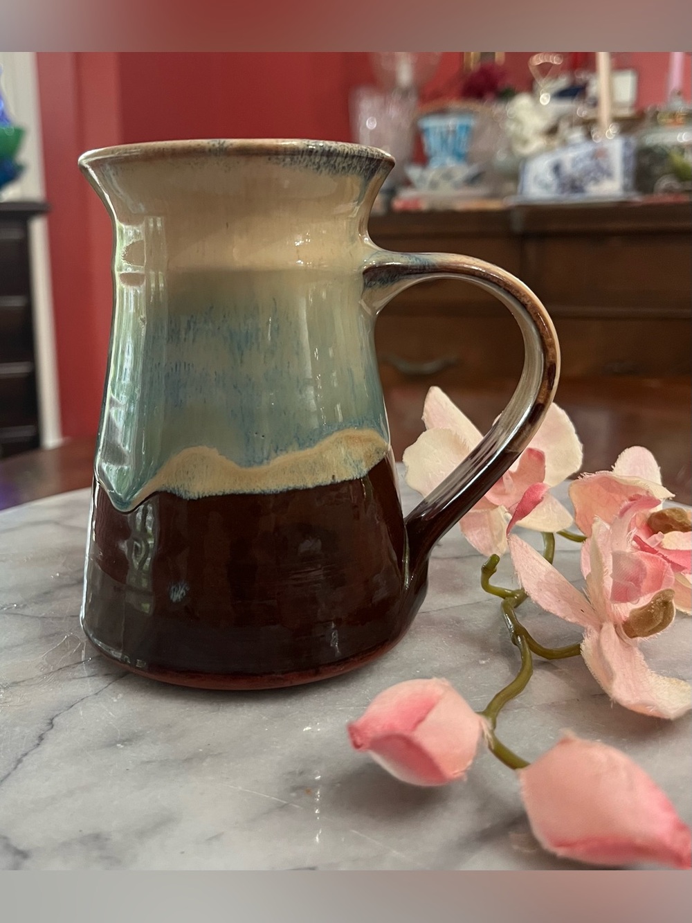 Vintage David Enge Tater Knob Studio Pottery Mug Pitcher Drip Glaze Berea KY